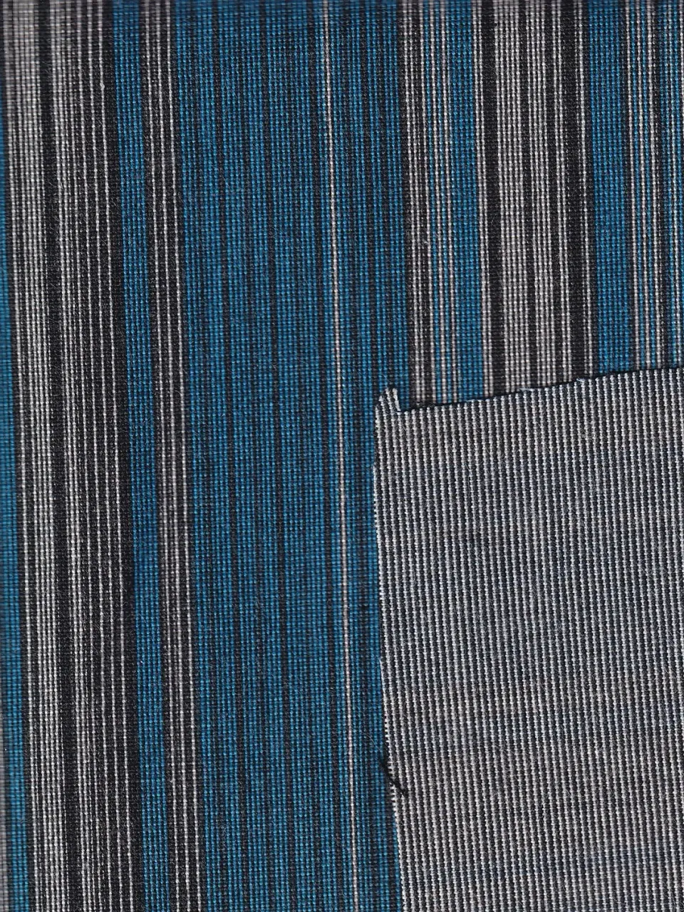 Hollington tissu toile coton-lin bleu rayures basques mètre