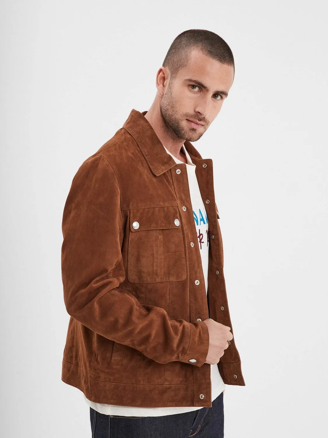 Daytona Smith FM-102574 veste daim homme tobacco chèvre