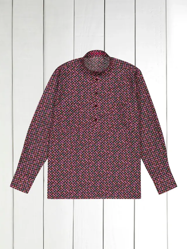 Hollington chemise col mao coton Liberty géométrique