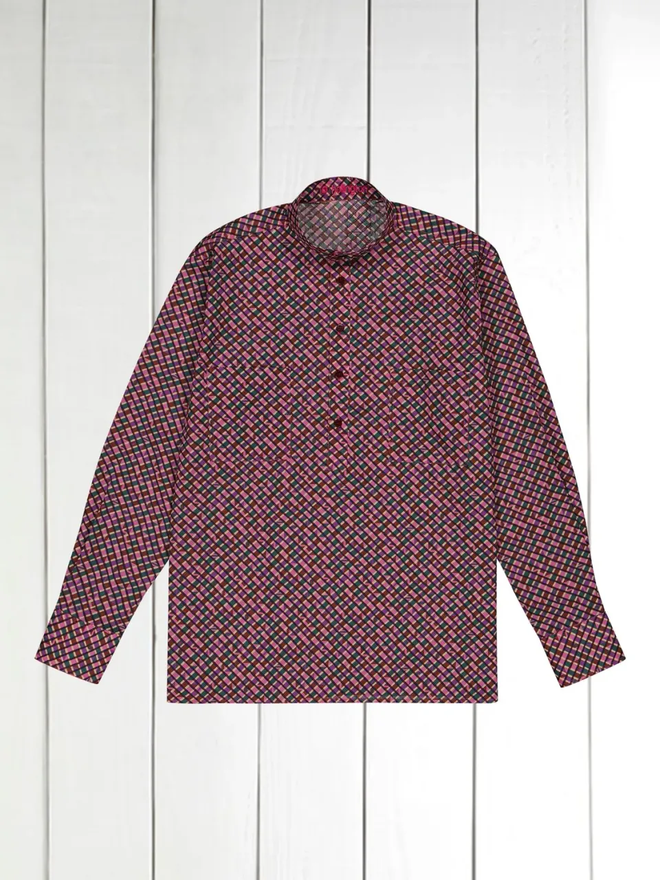 Hollington chemise col mao coton Liberty géométrique