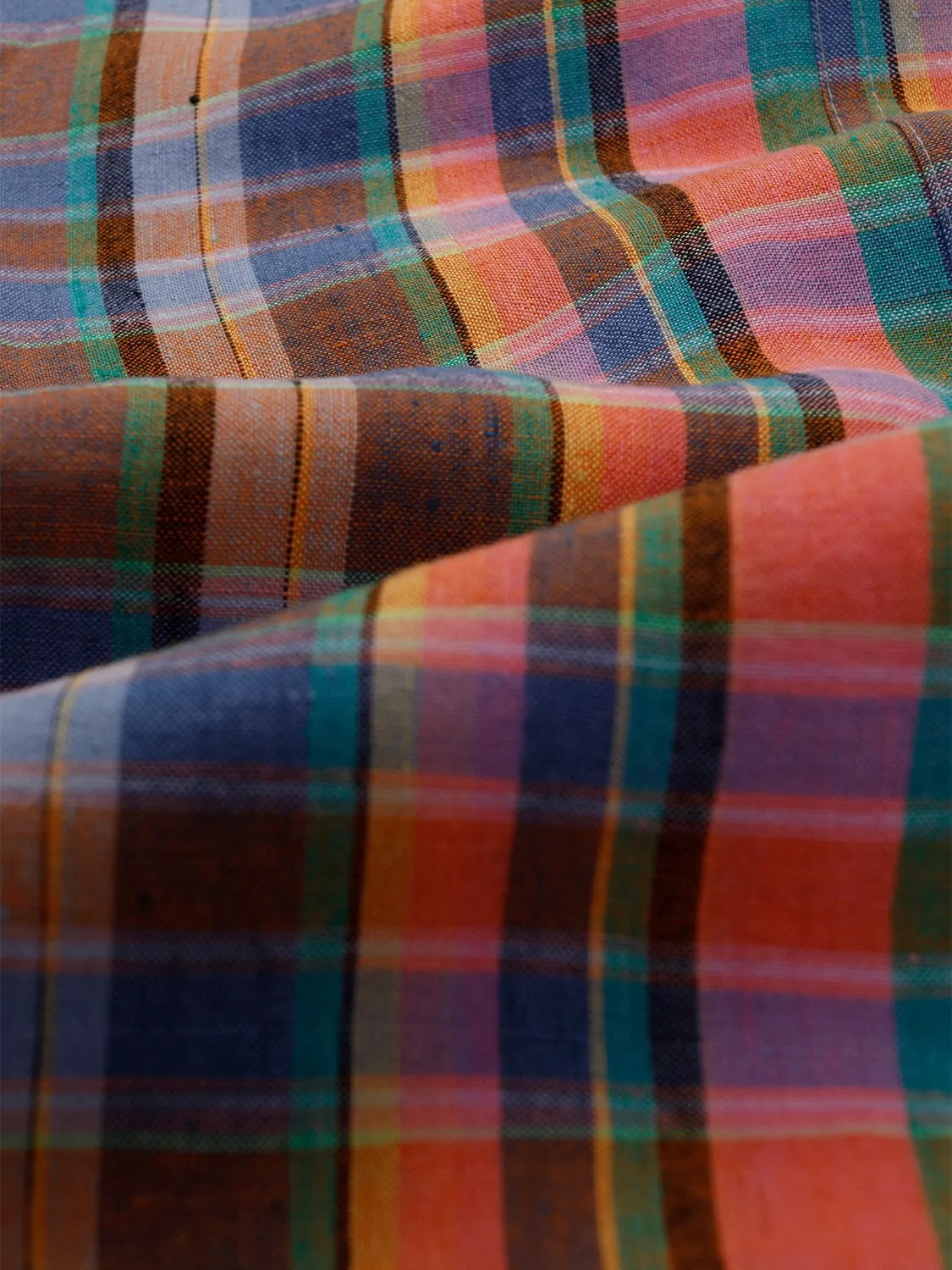 Hollington veste-chemise lin tartan été col mao taille 46