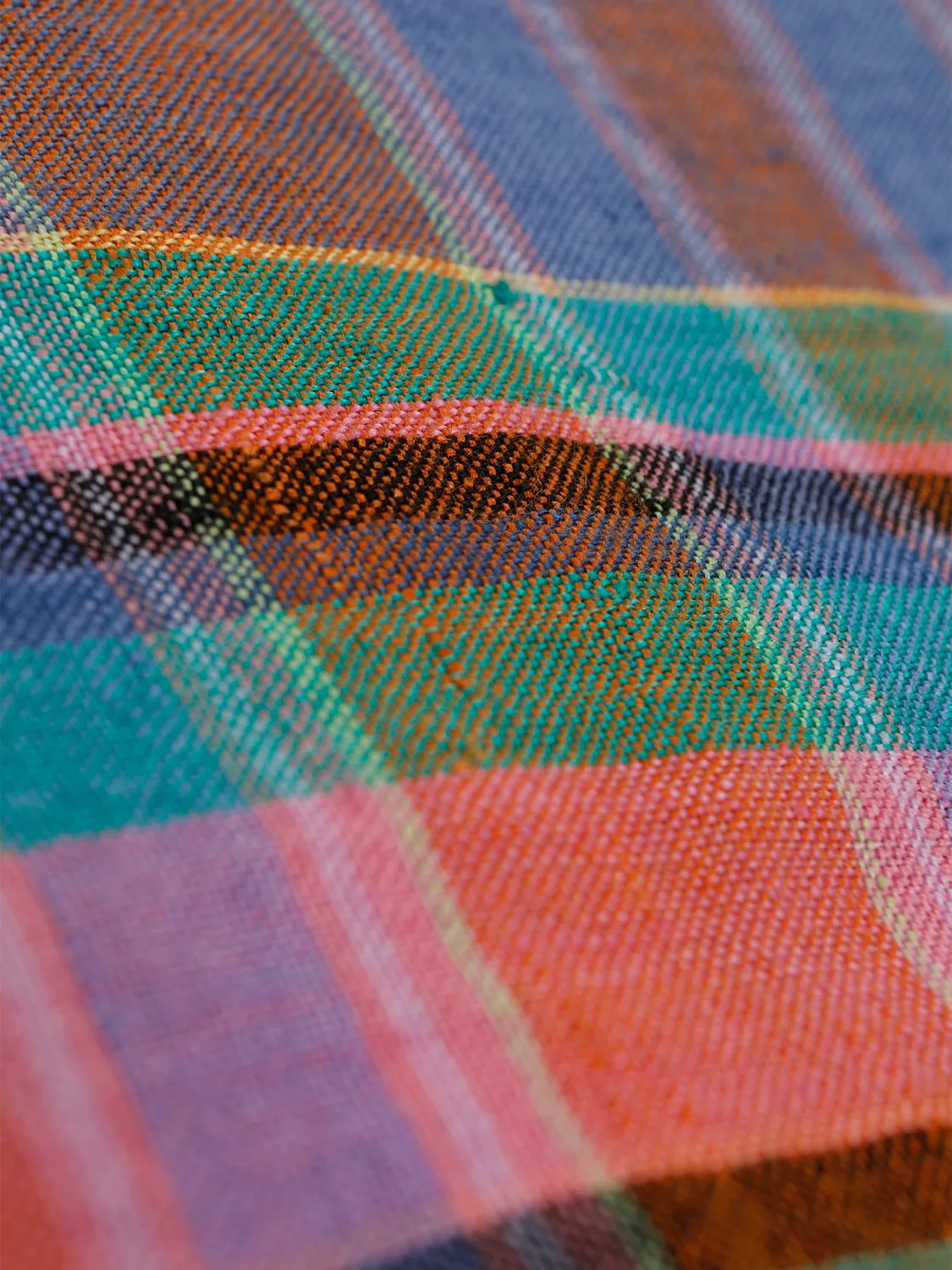 Hollington veste-chemise lin tartan été col mao taille 46