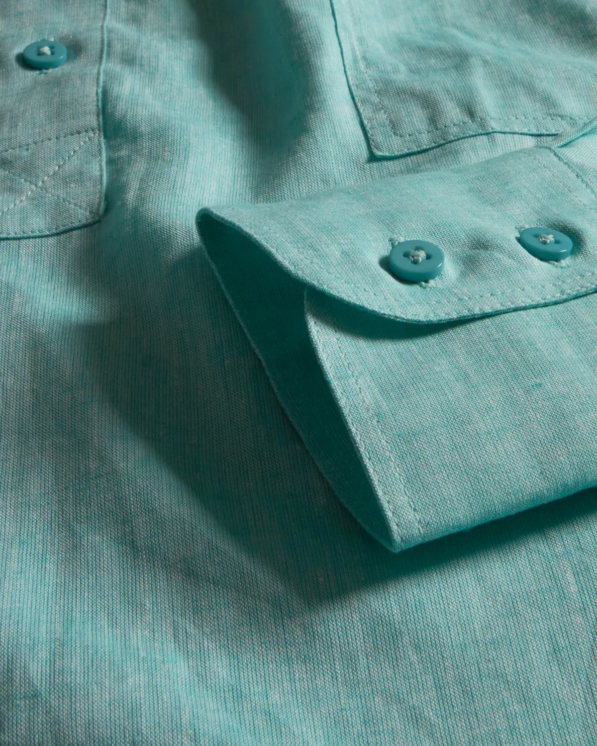 Hollington col mao chemise vert menthe lin coton