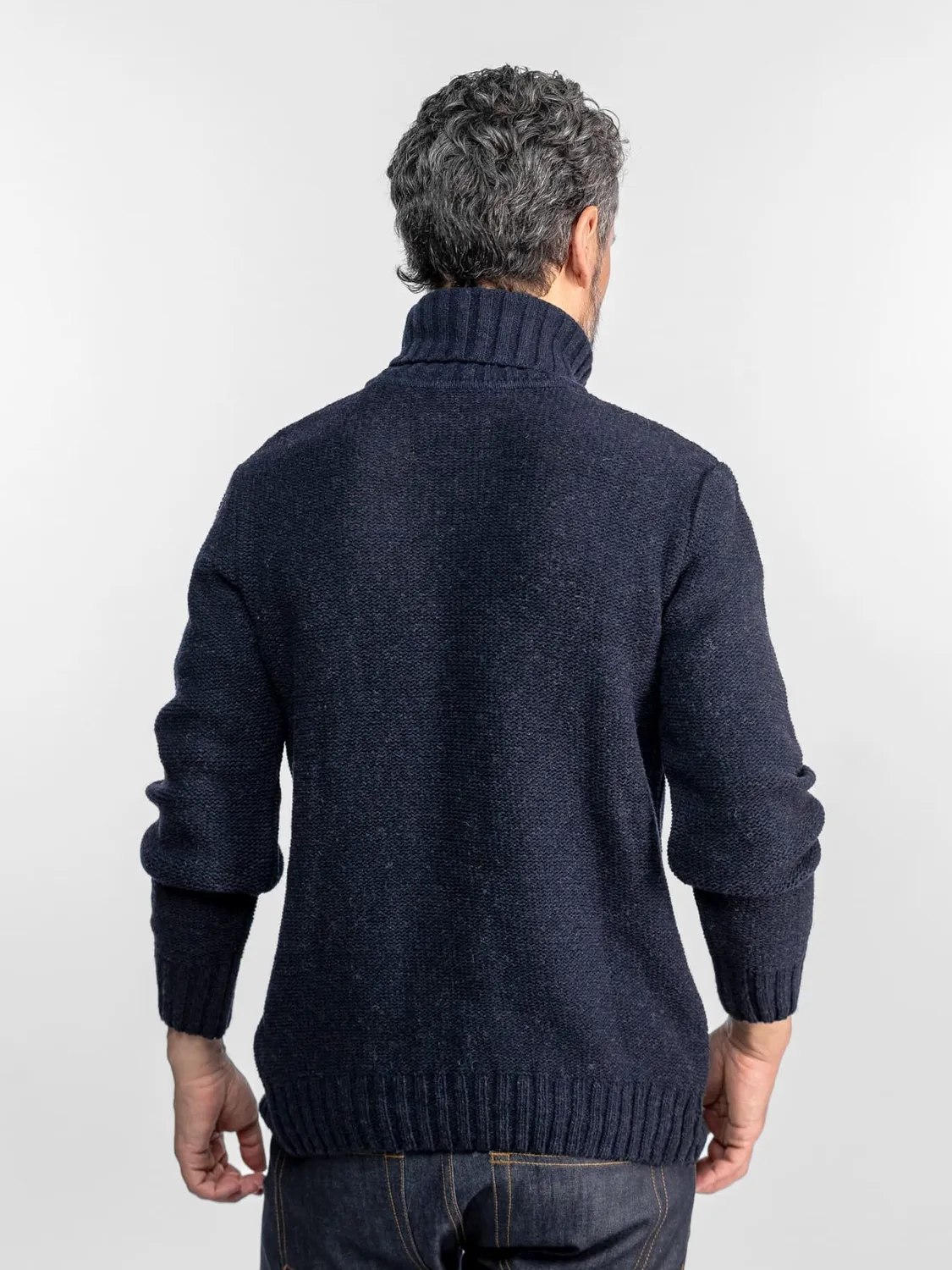 Daytona Turtle pull laine homme navy col montant