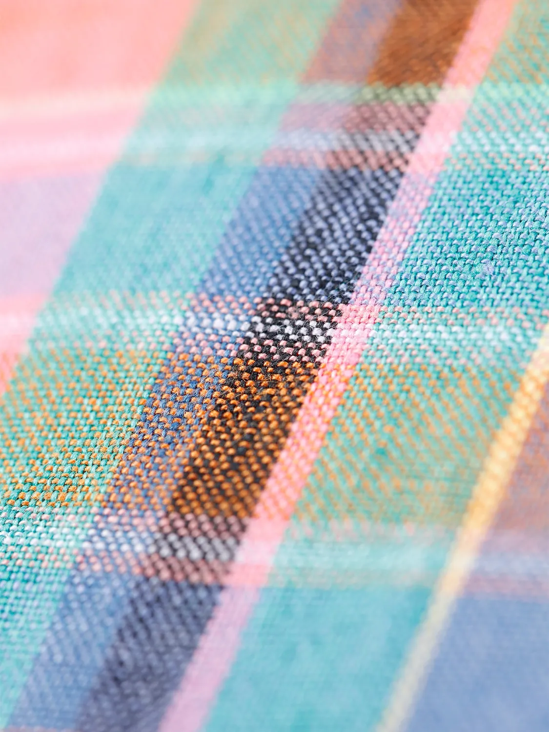 HOLLINGTON Chemise col mao tartan été lin XS-XXXL