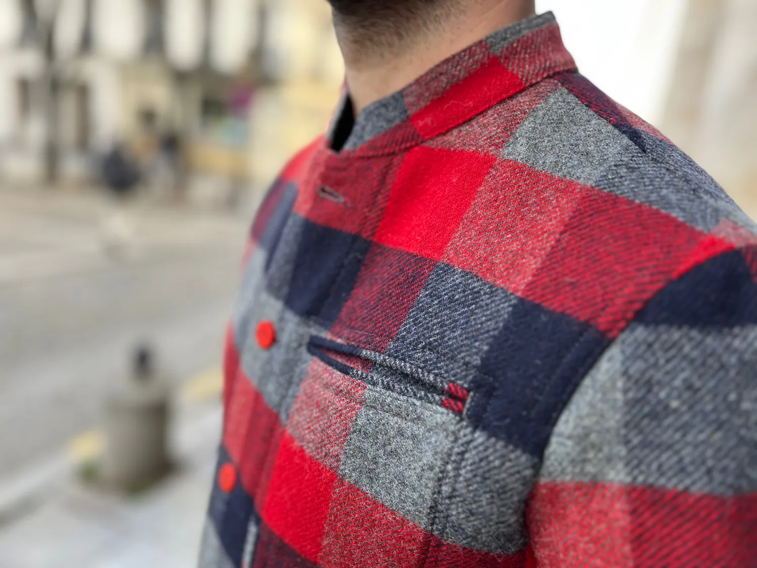 Hollington Architecte veste tweed carreaux rouges