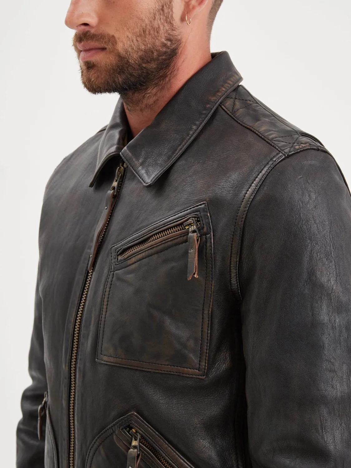 DAYTONA Lovel blouson cuir homme noir agneau vintage