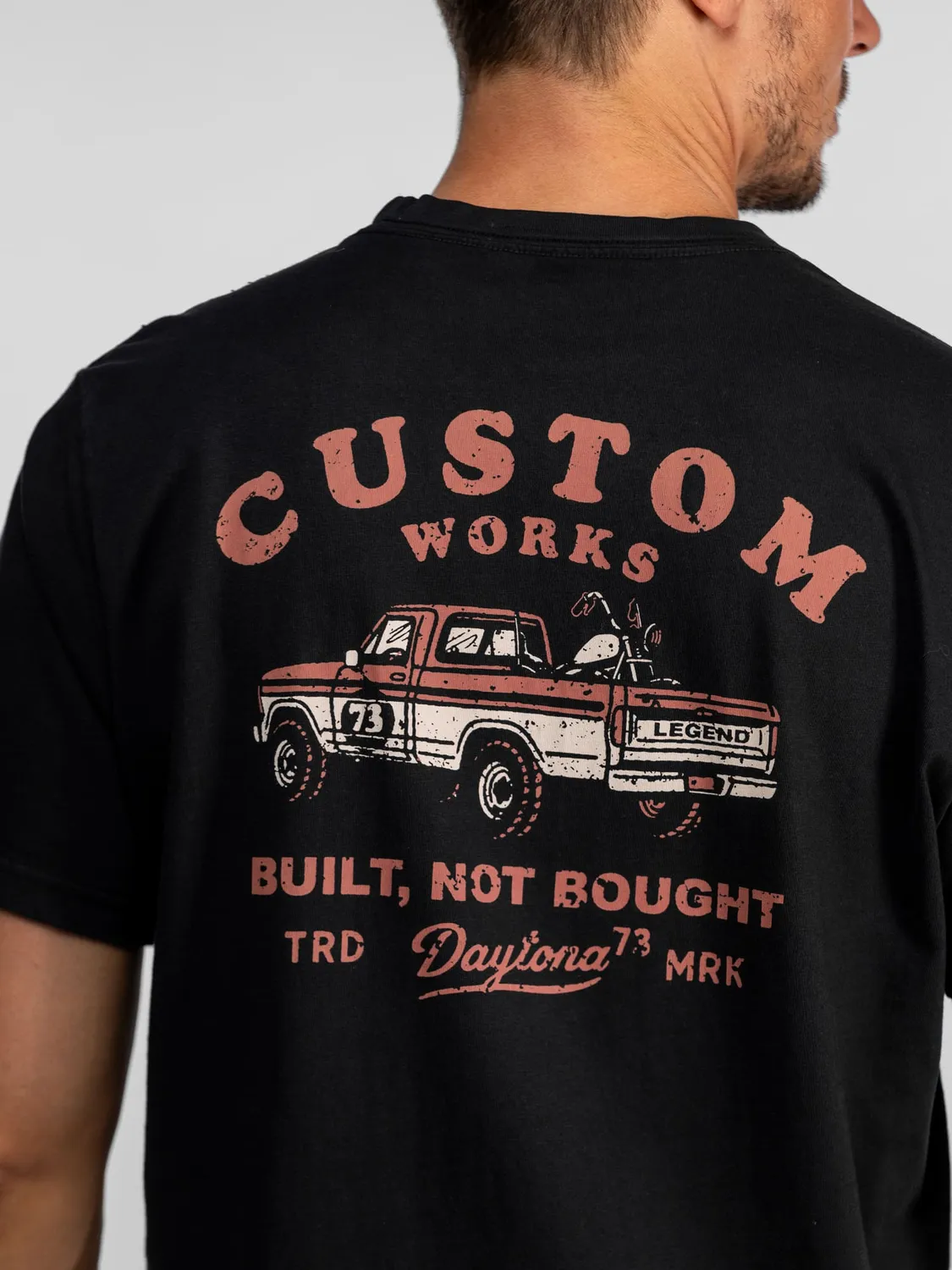DAYTONA Custom work t-shirt coton noir stone wash