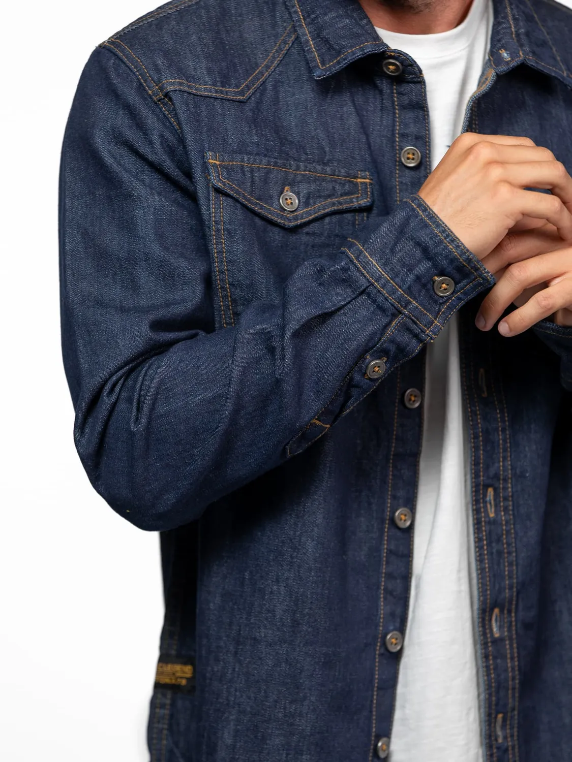 Daytona Pueblo chemise denim homme MID Wash toile 290g