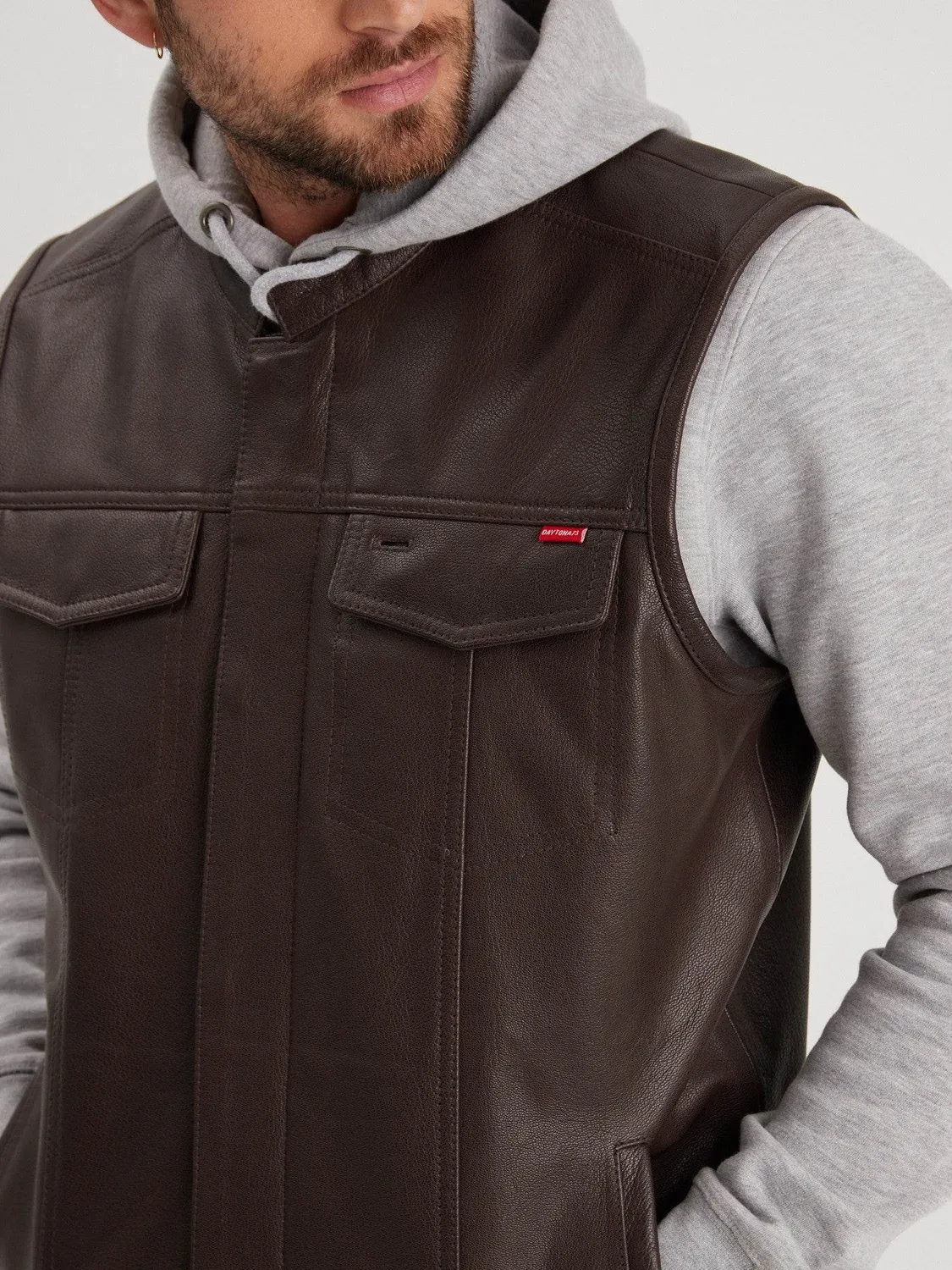 DAYTONA Hot road gilet biker cuir chèvre noir