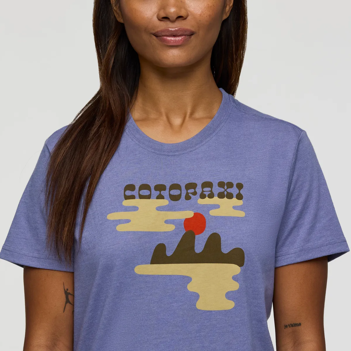 Cotopaxi Sunrise Lake t-shirt femme bleu smoke coton bio