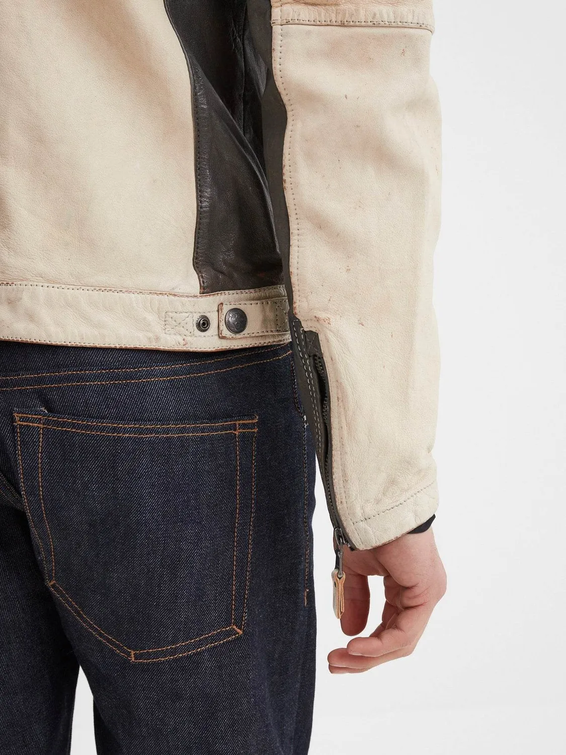 DAYTONA Borges blouson moto cuir blanc patiné
