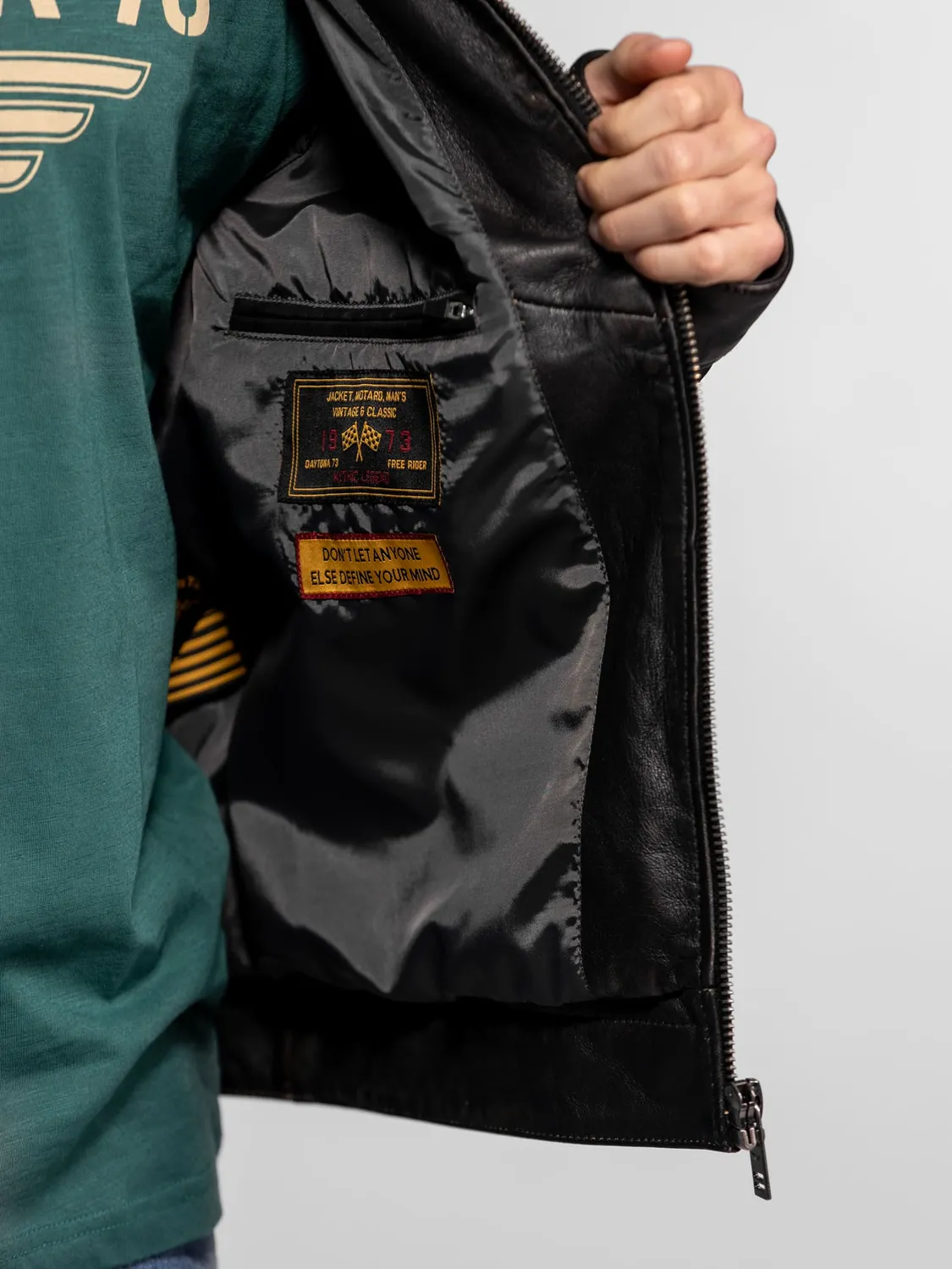 Daytona Decatur blouson cuir Black agneau végétal