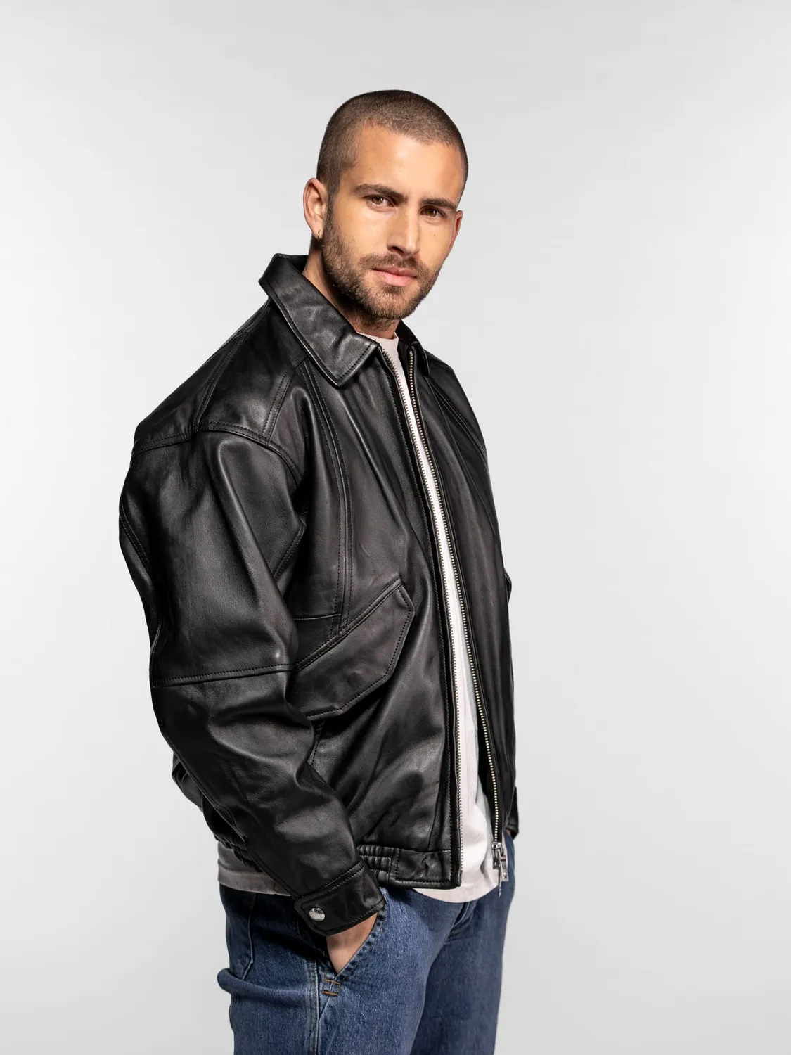 DAYTONA Dekalb blouson cuir oversize noir