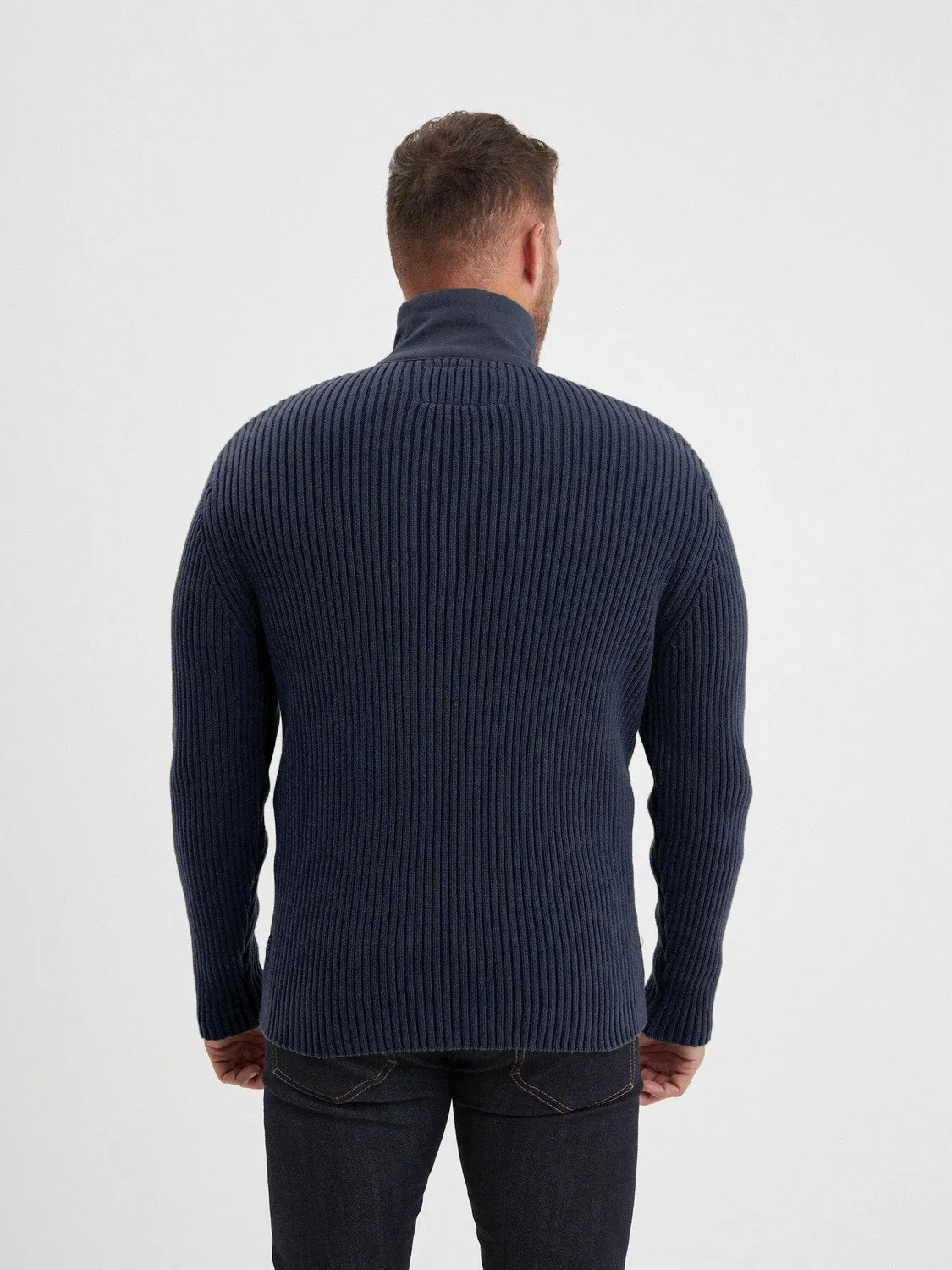 Daytona Moran pull camionneur coton col zippe navy