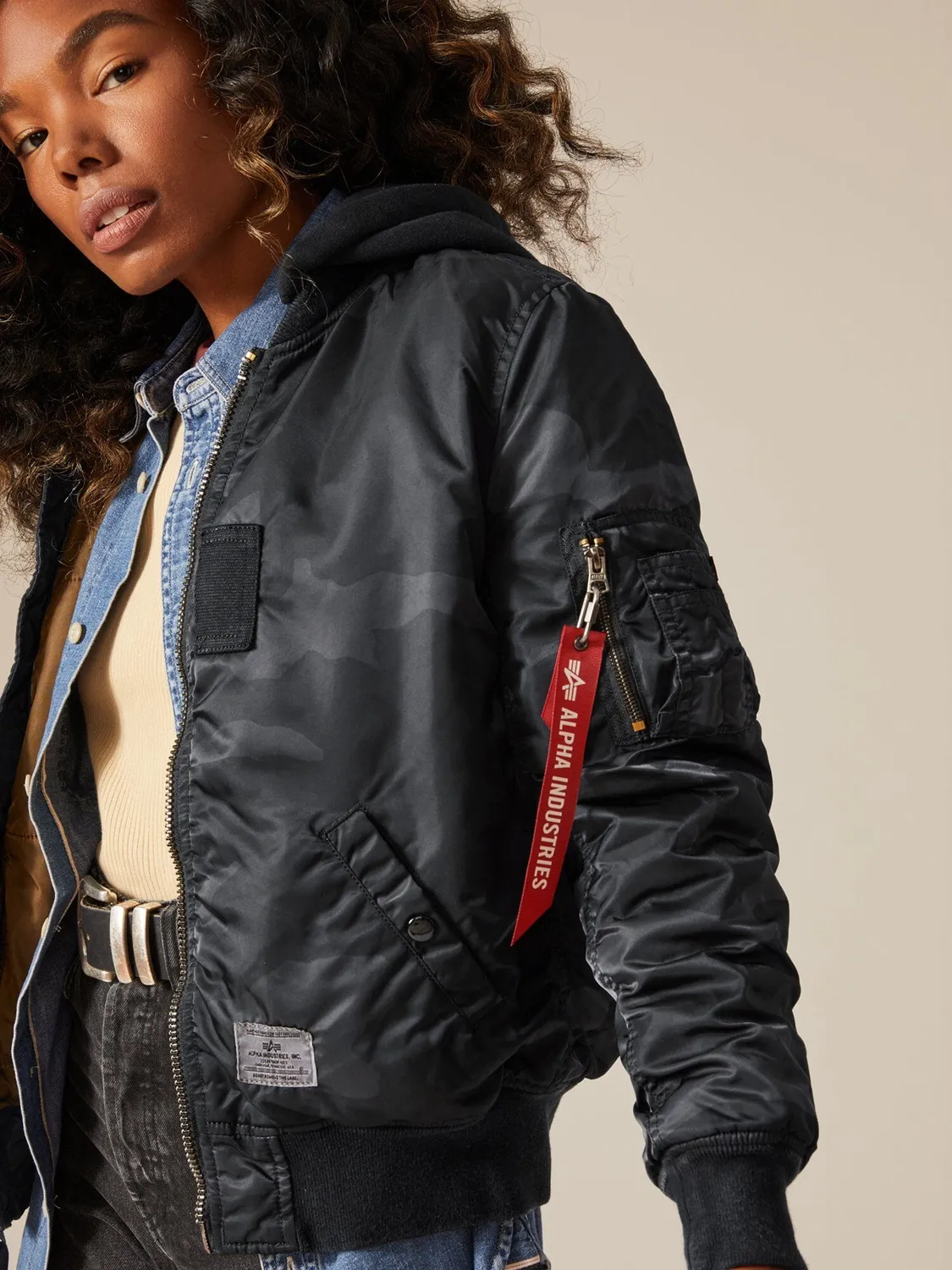 Alpha Industries MA-1 Hooded Battlewash blouson camo noir