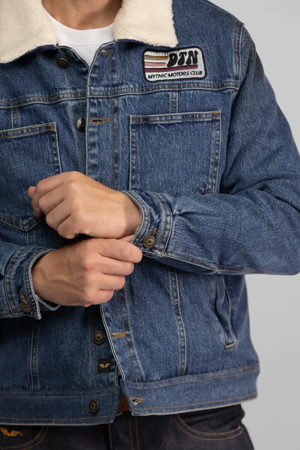 Daytona Durham veste jean sherpa mid wash délavé