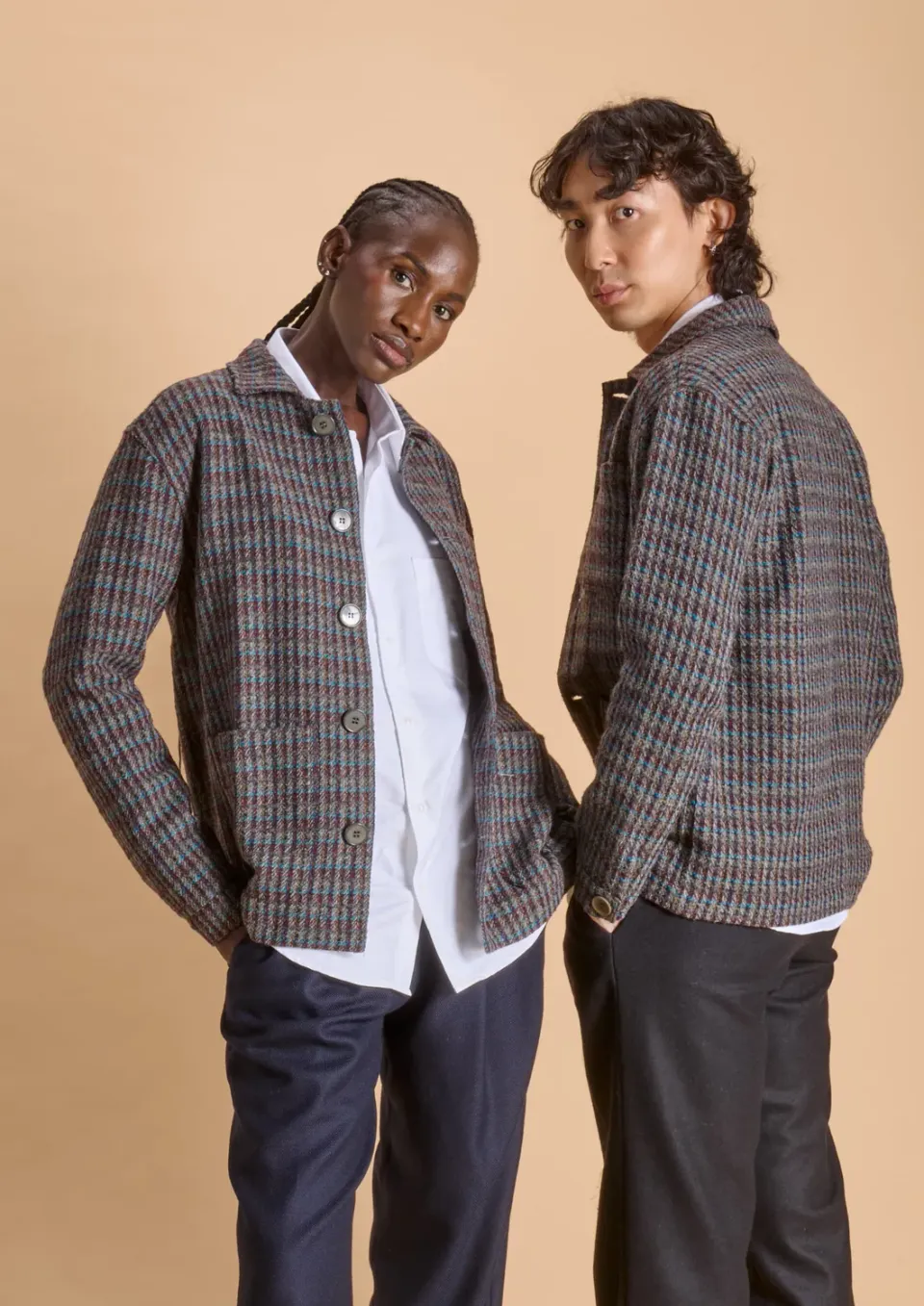 Soubacq Le Bleu Amarna veste de travail laine chinée