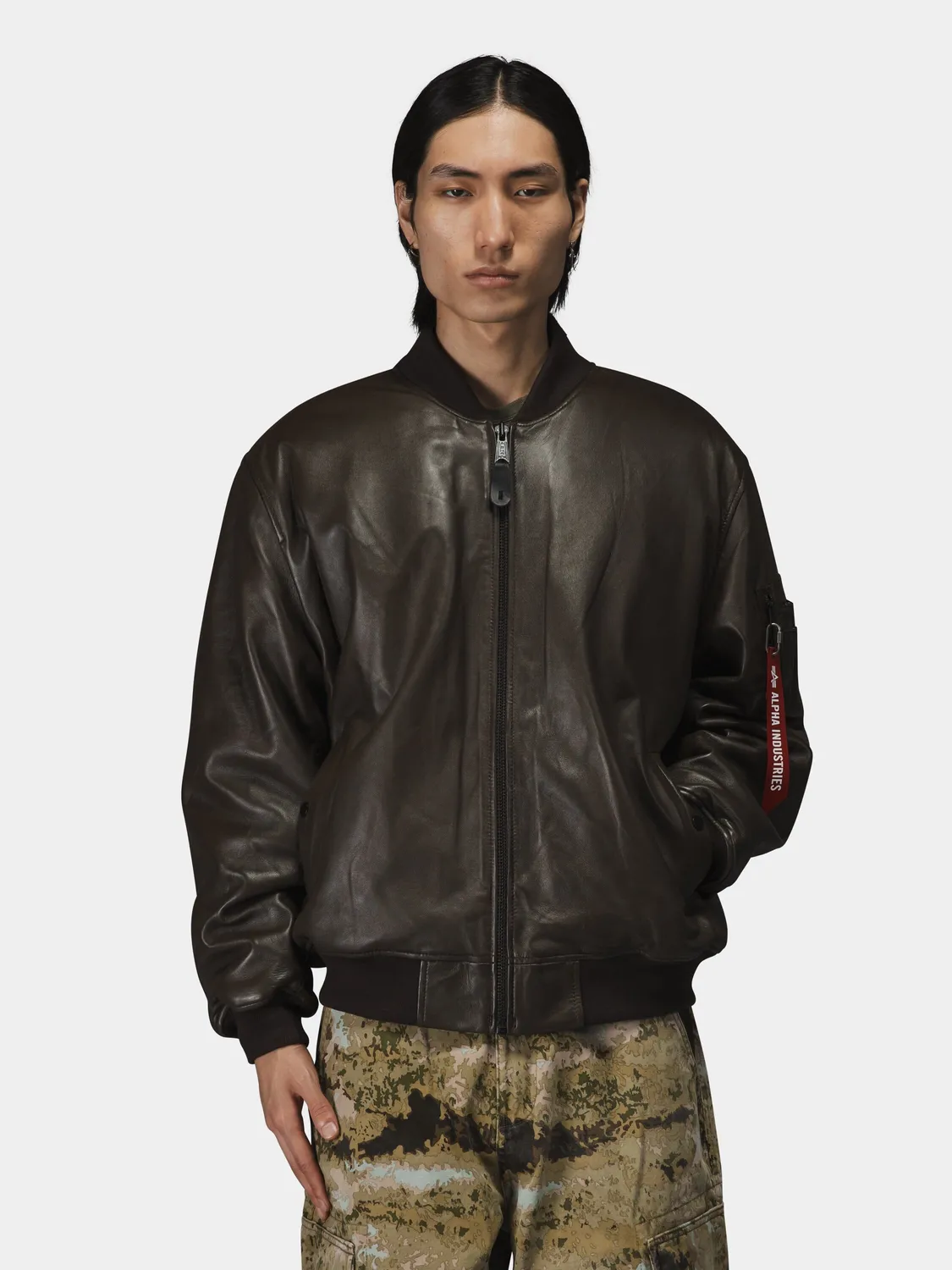 Alpha Industries MA-1 Leather blouson cuir espresso
