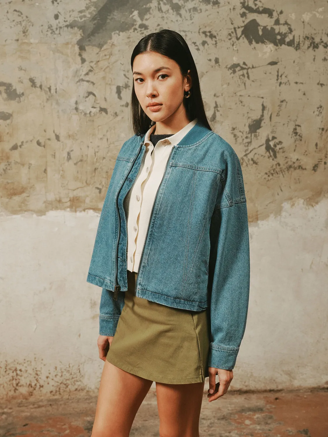Alpha Industries Denim Relaxed blouson femme bleu denim