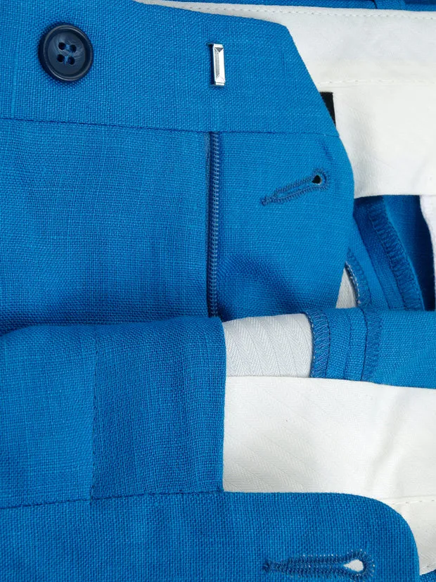 Hollington pantalon Siza toile lin bleu coupe italienne