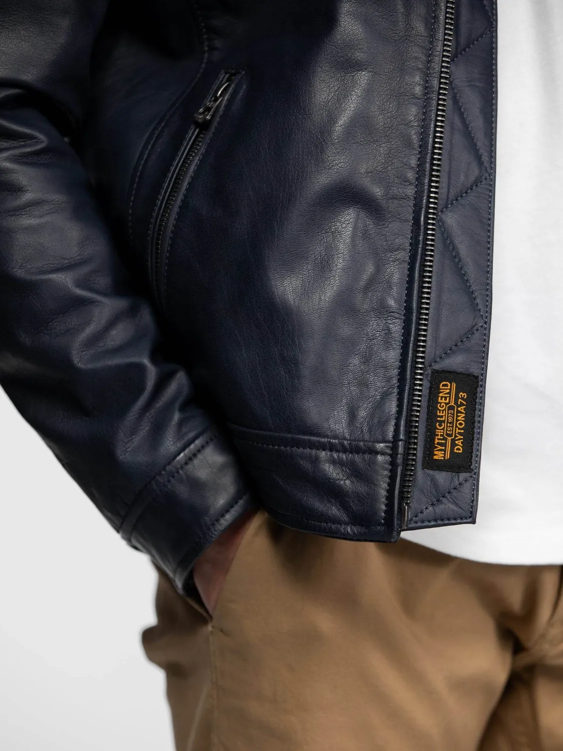 DAYTONA Mercer blouson cuir homme navy mouton grainé