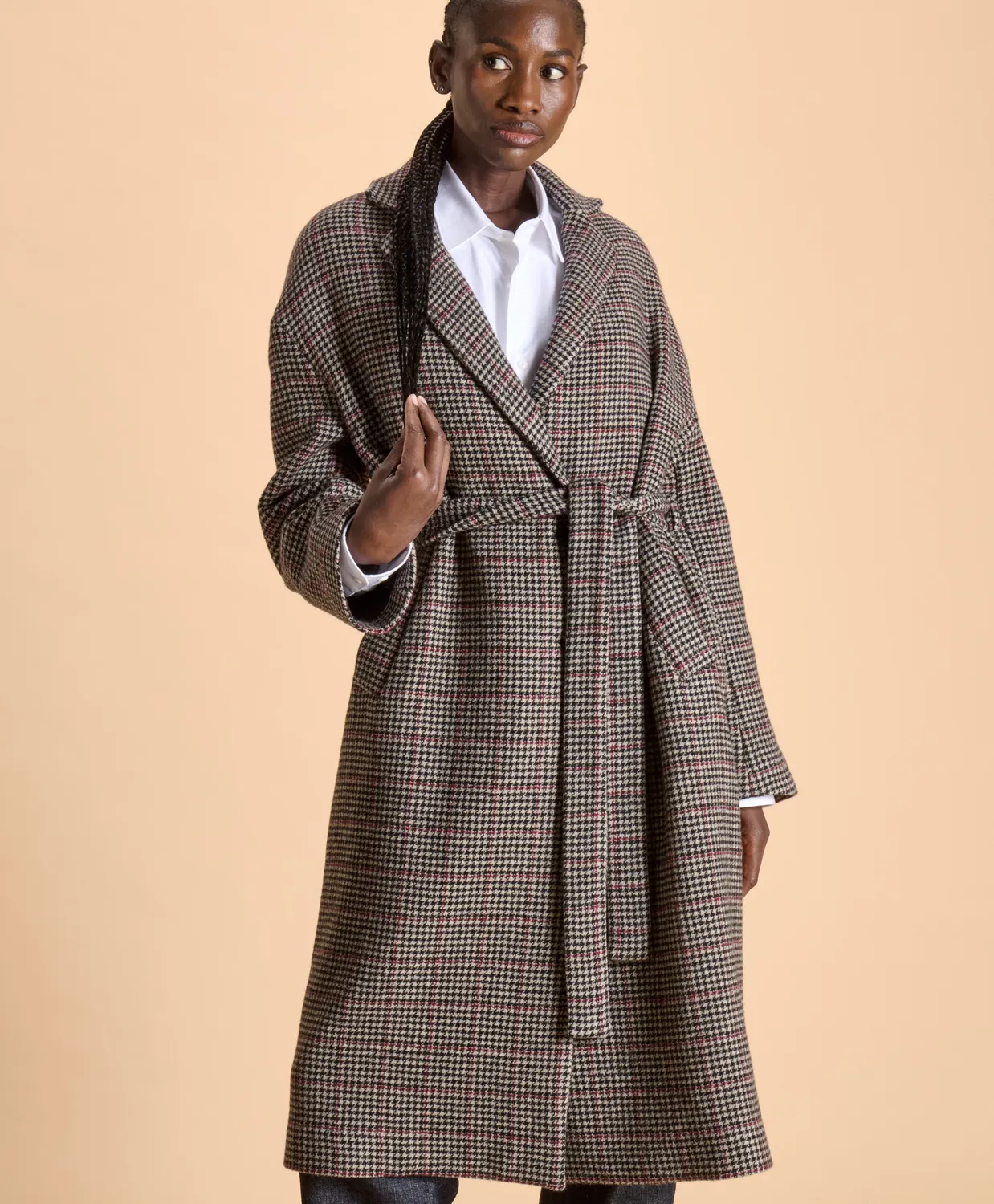 SOUBACQ Lenno manteau laine pied-de-poule chaud