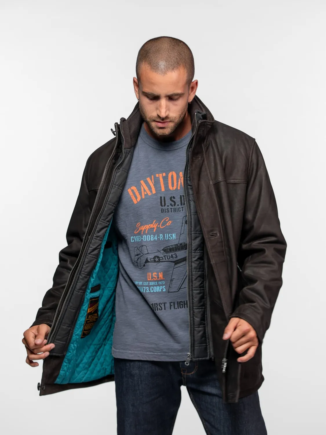 Daytona Tyler Madison blouson cuir marron nubuck