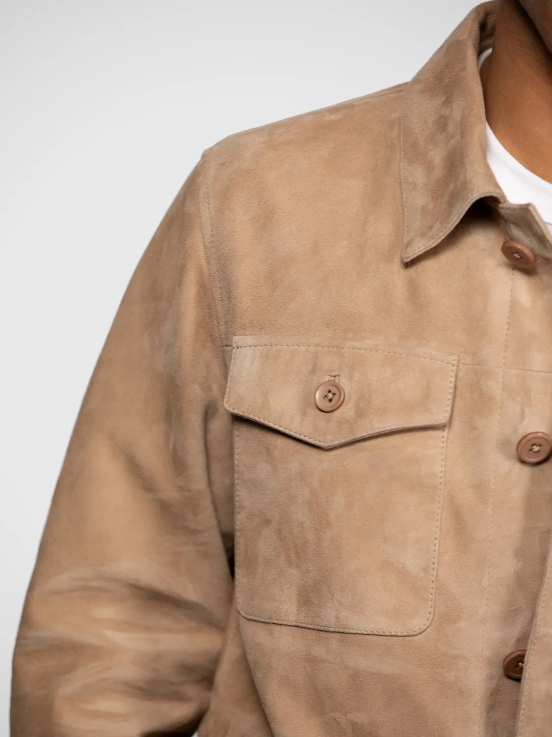 Daytona Houston veste cuir chèvre beige suédé trucker
