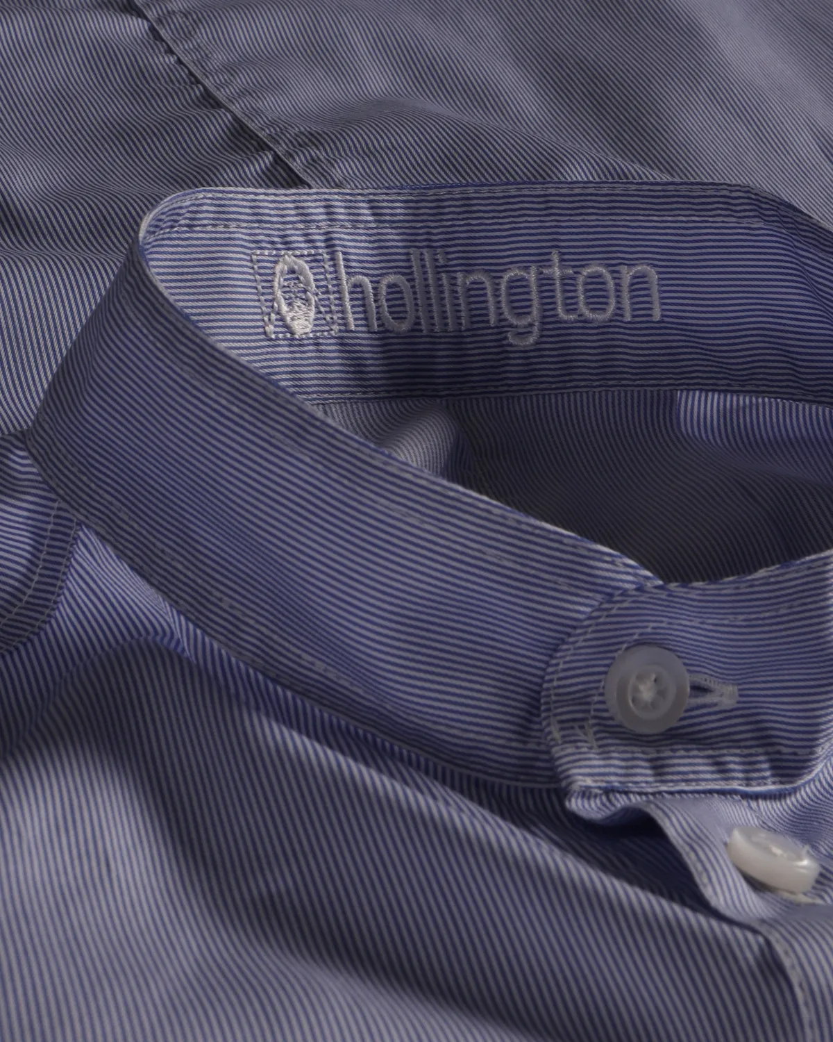 Hollington chemise col mao rayures bleues L 100% coton