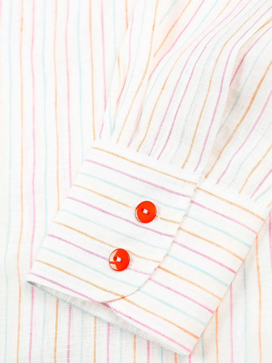 Hollington chemise lin rayures multicolores col nehru