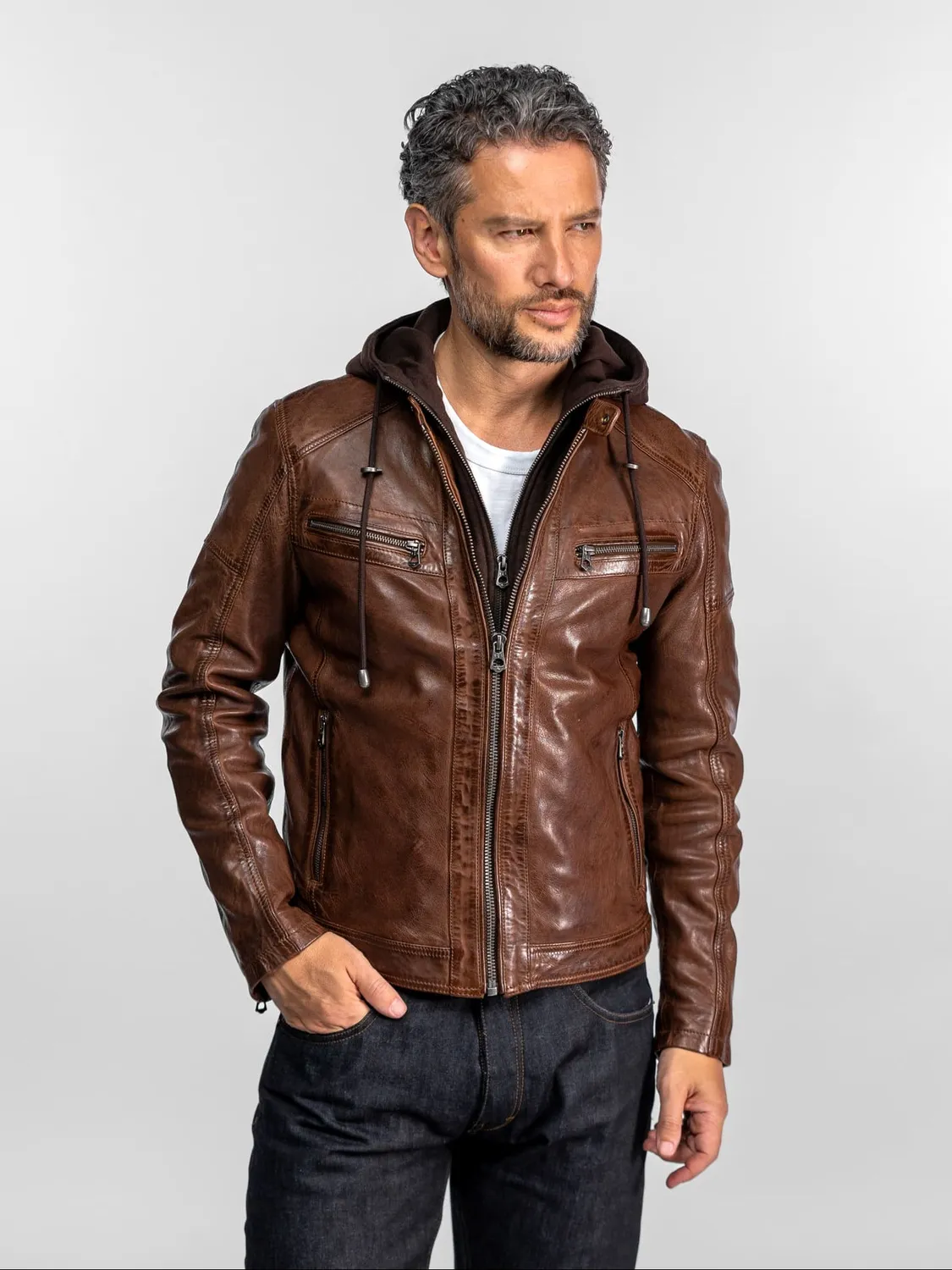 Daytona Bishop blouson cuir vintage agneau noir
