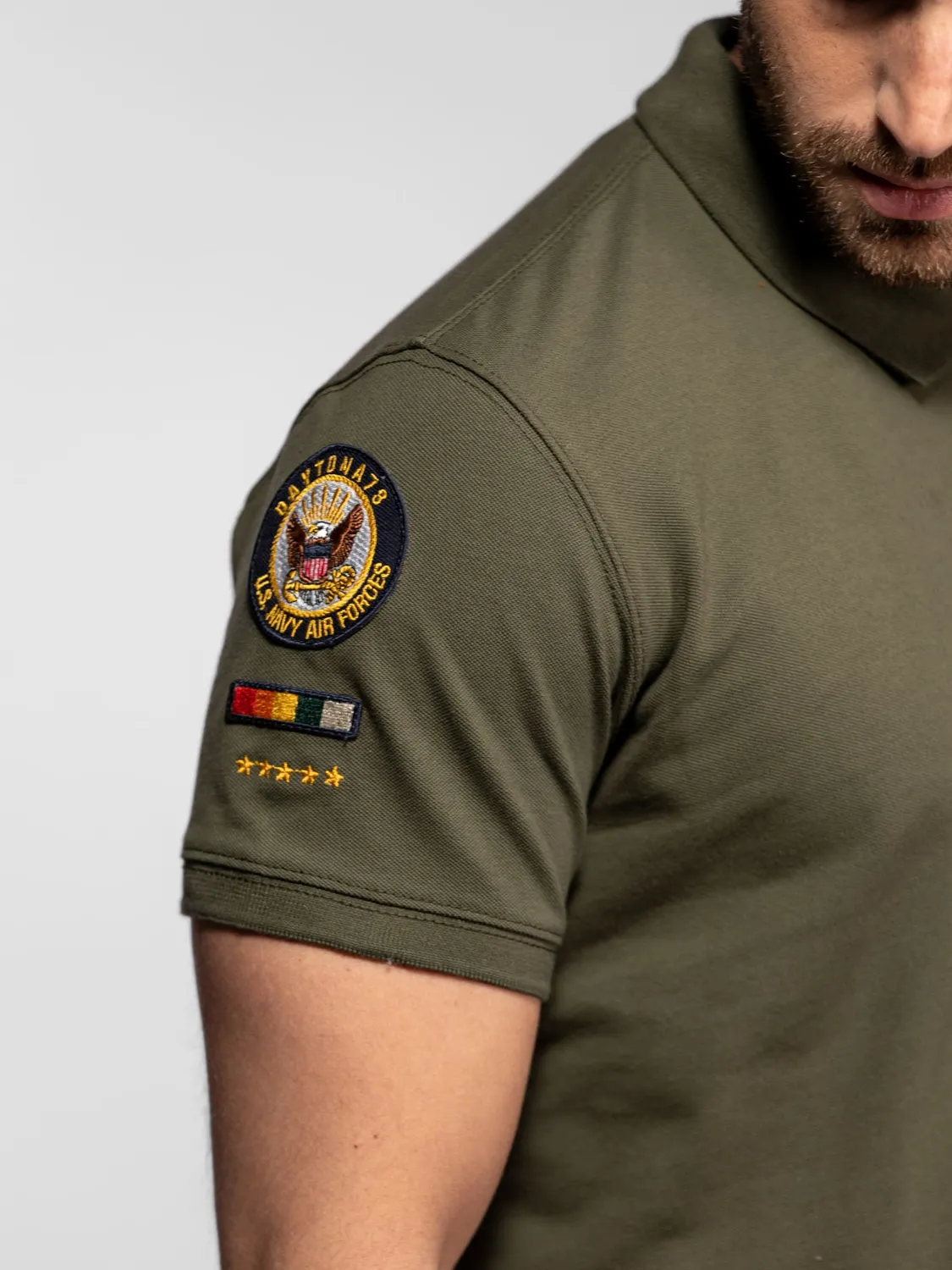 Daytona Fonck polo militaire coton army green brodé