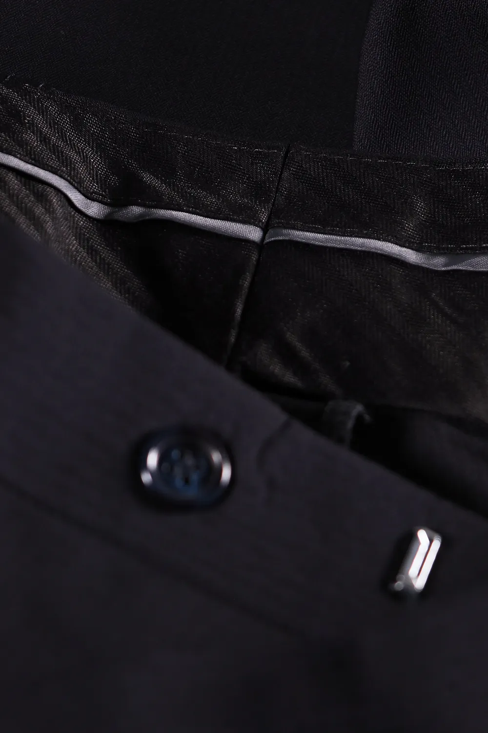 Hollington Siza piqué pur laine pantalon bleu chevrons 44
