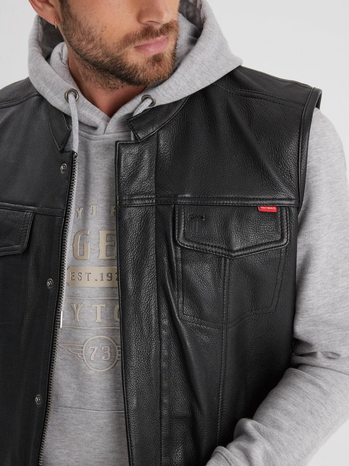 DAYTONA Hot road gilet biker cuir chèvre noir