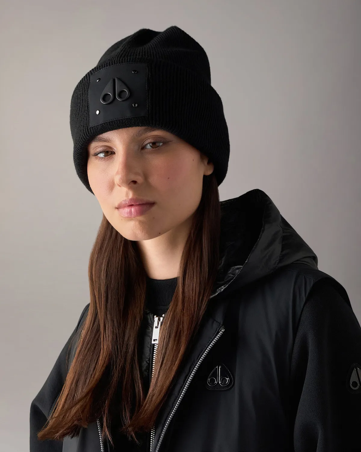 Moose Knuckles Logo Icon Wool bonnet laine noir taille unique