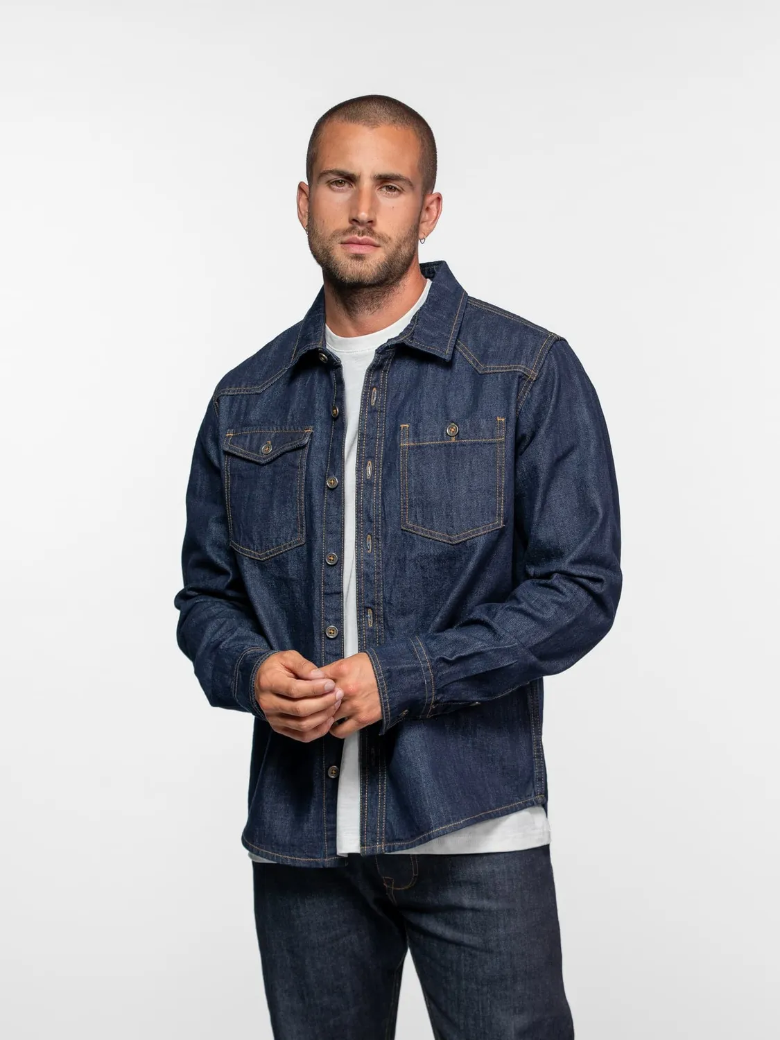 Daytona Pueblo chemise denim homme MID Wash toile 290g