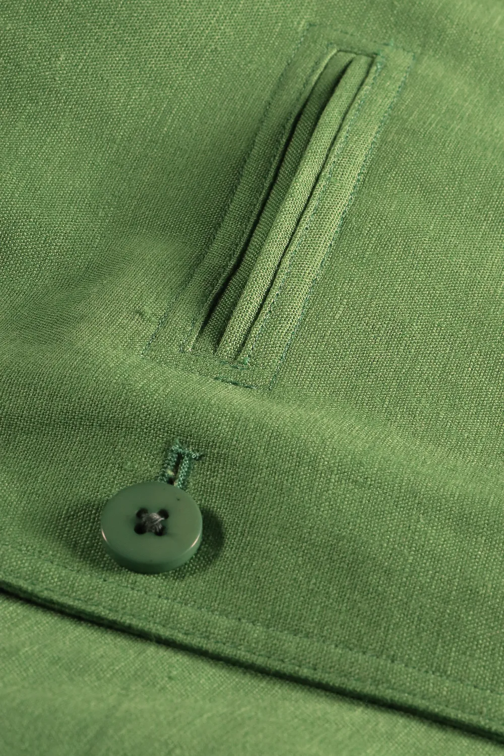 Hollington Megève veste lin verte col officier taille 46