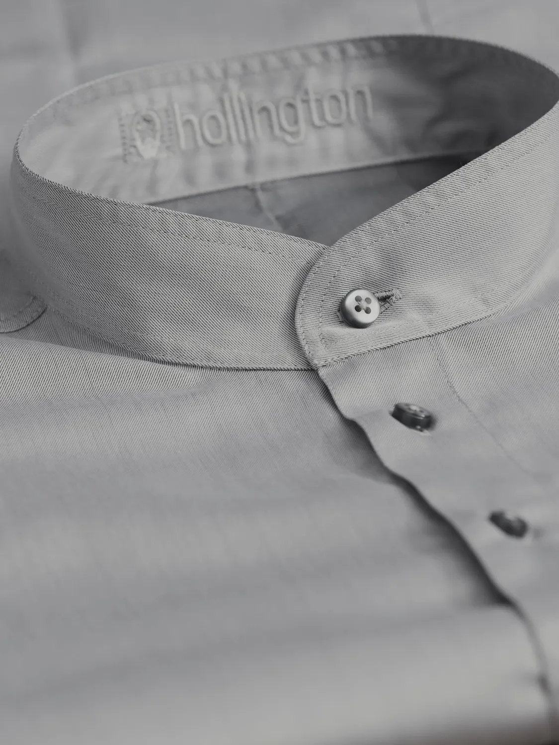 Hollington col mao granite chemise coton gris