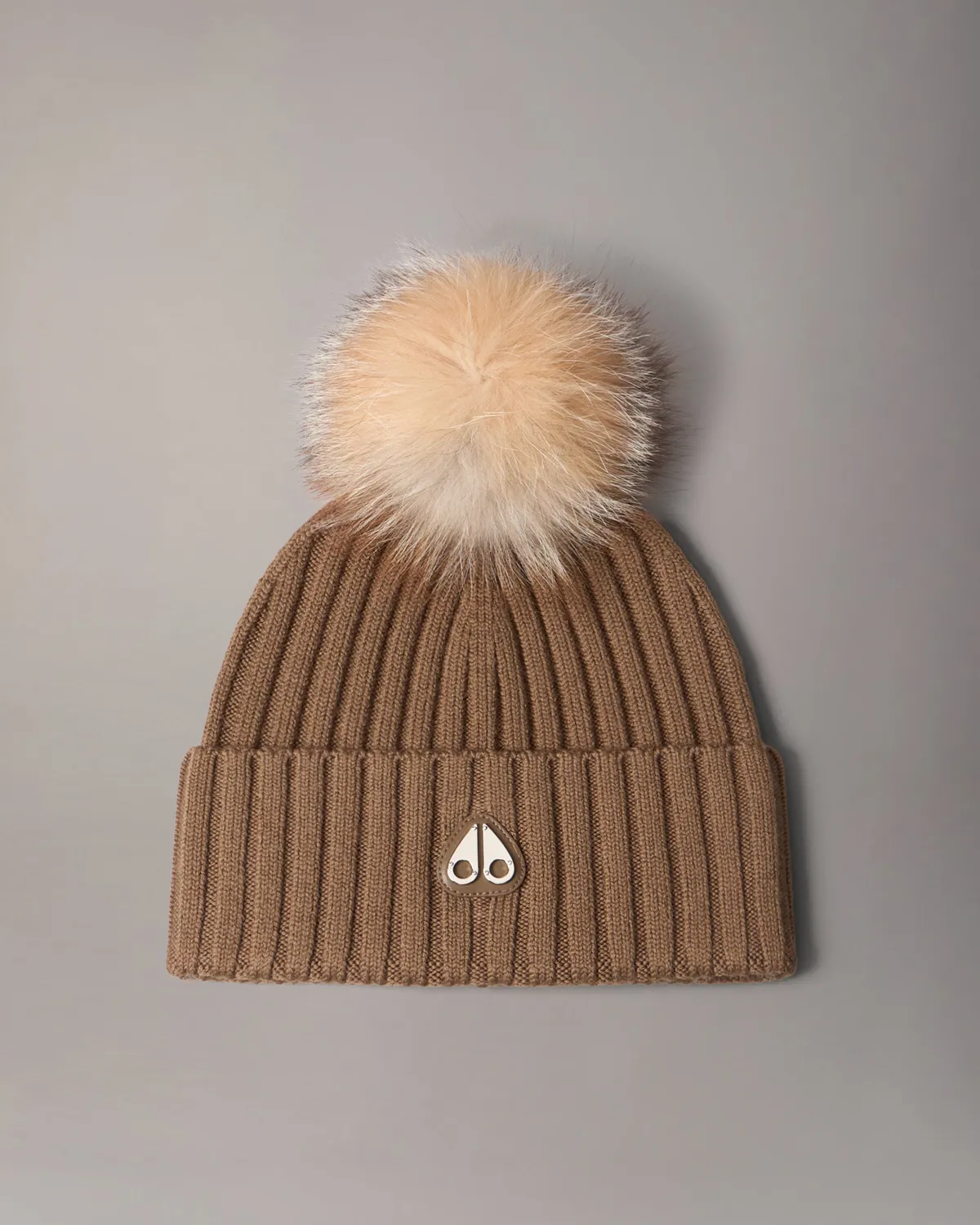 Moose Knuckles Fur Pompom bonnet gris laine