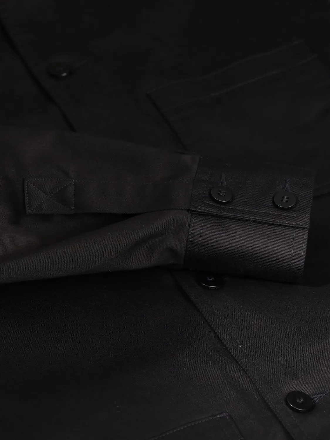 Hollington veste-chemise col mao noire serge coton stretch