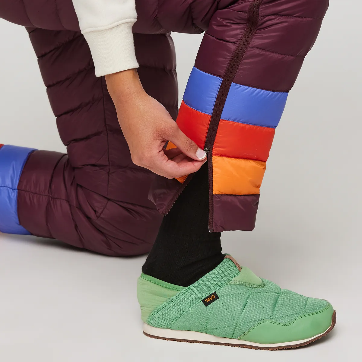 Cotopaxi Fuego Pantalon duvet femme Wine Stripes 800 cuin