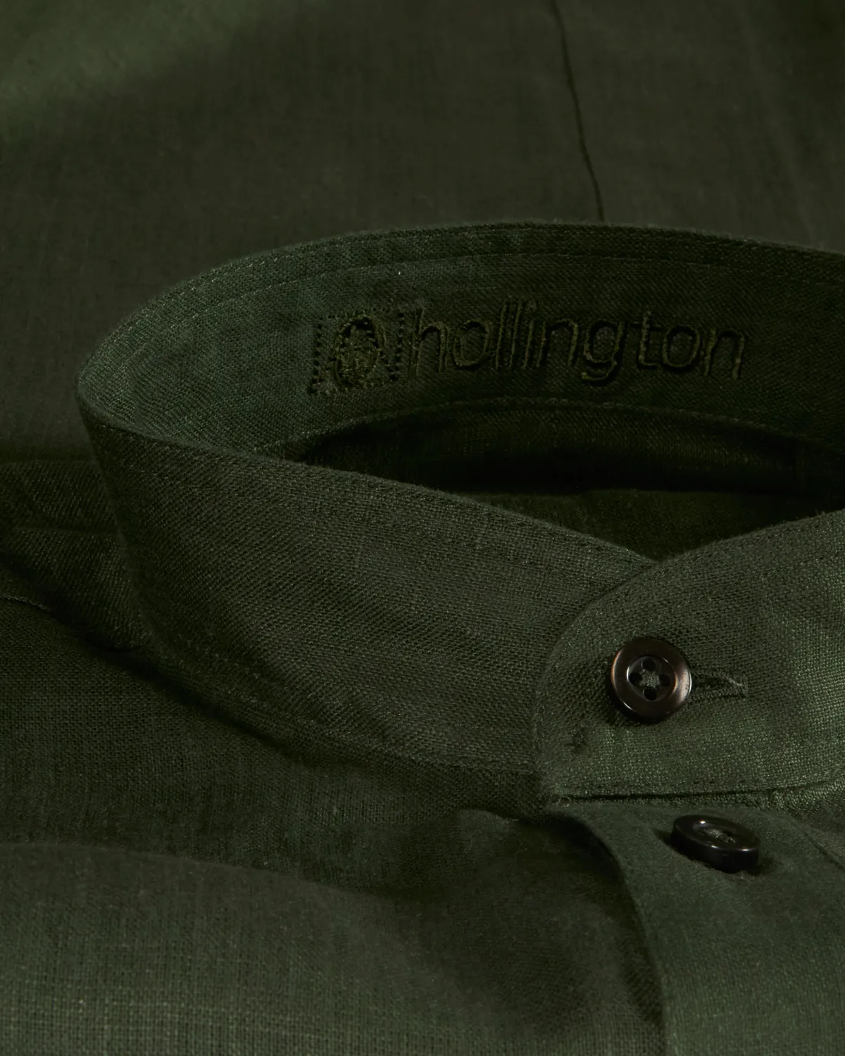 Hollington chemise col mao toile lin chemise vert bronze M