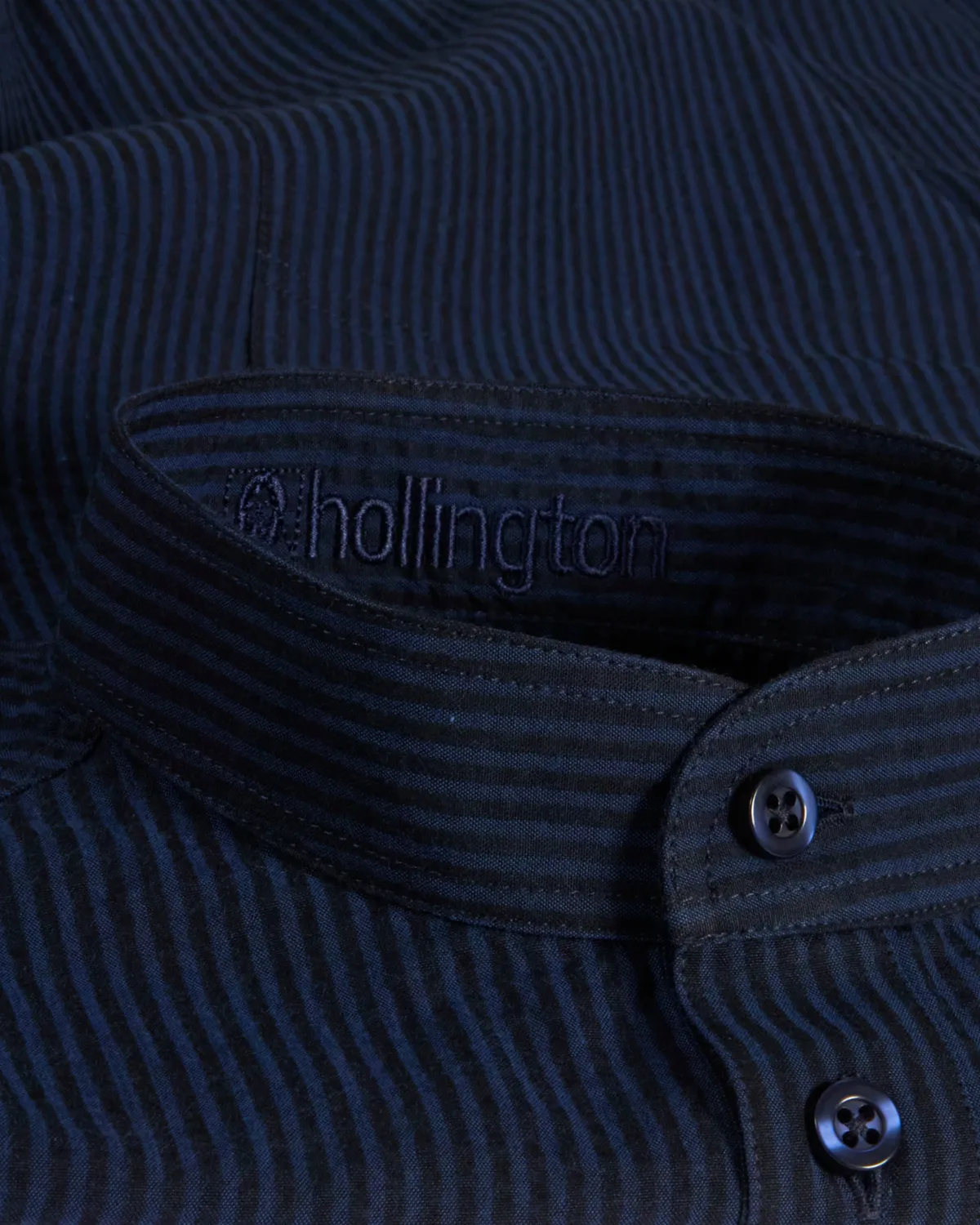 Hollington chemise col mao marine seersucker taille M