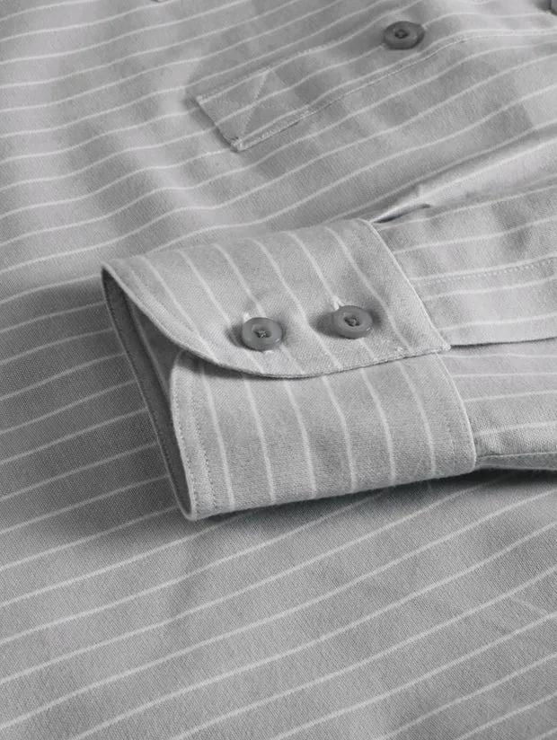 Hollington oxford chemise coton rayure tennis col mao
