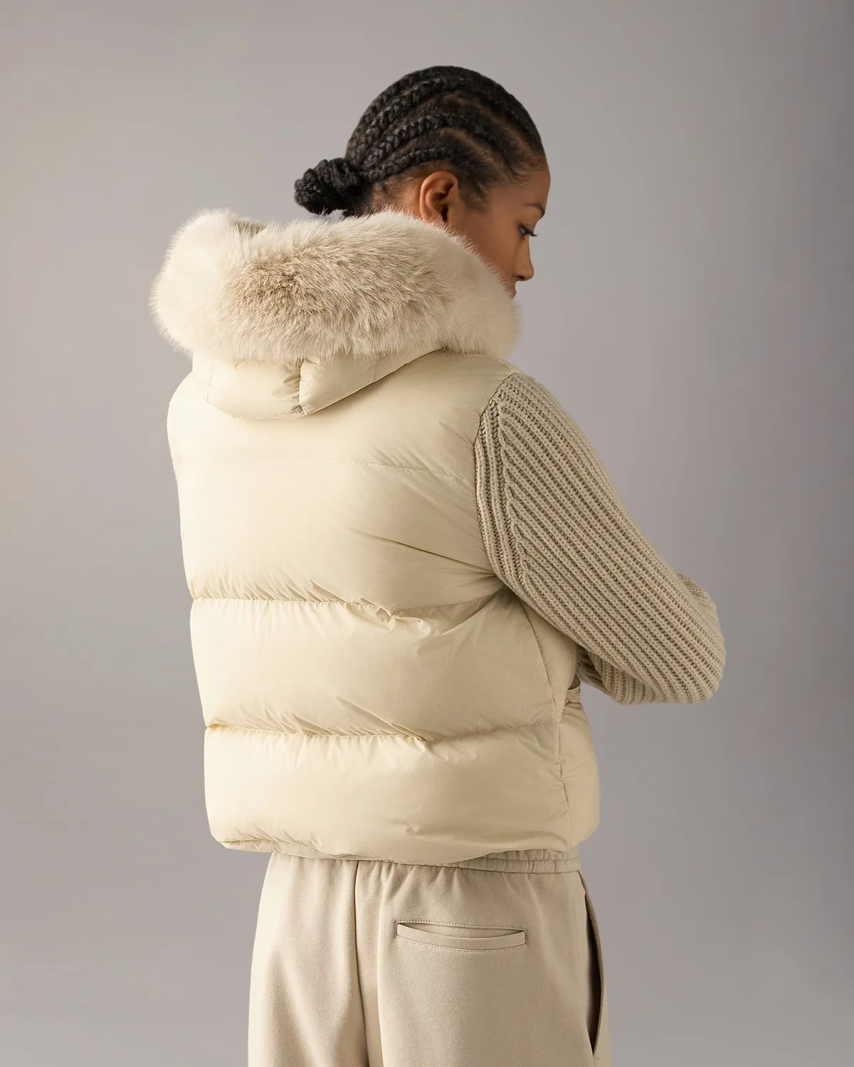 Moose Knuckles Everest Hybrid doudoune femme albâtre manches tricot