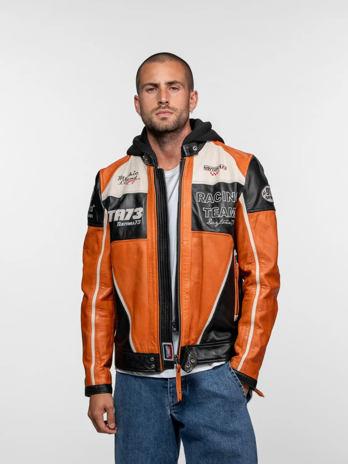 Daytona Perez blouson motard orange brûlé