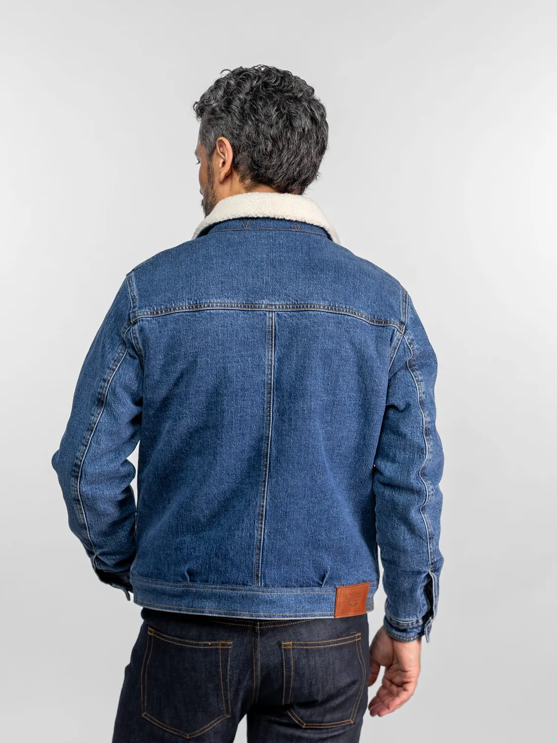 Daytona Durham veste jean sherpa mid wash délavé