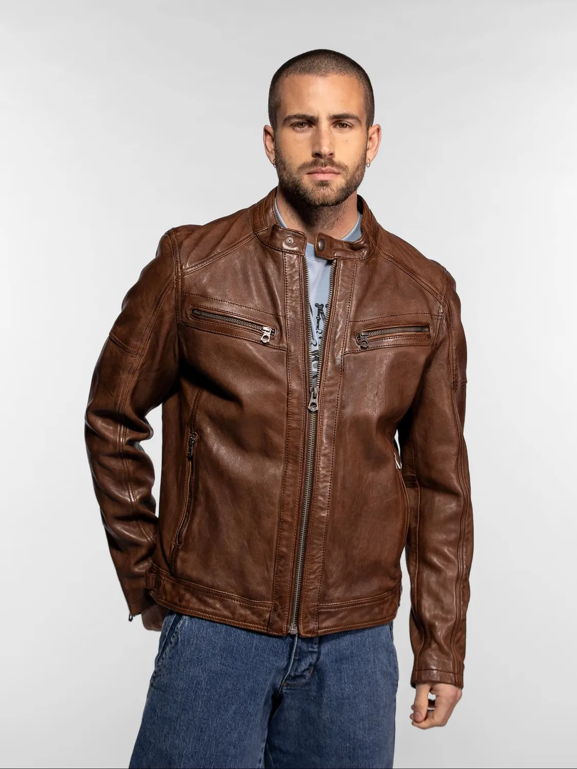 Daytona Collins blouson cuir homme noir agneau