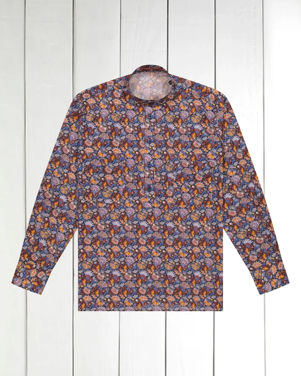 Hollington chemise col mao Liberty carnaval coton homme